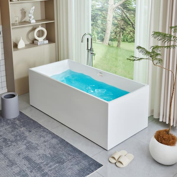 Talence 67 in. Acrylic Flatbottom Freestanding Bathtub in White Talence 67 in. Acrylic Flatbottom Freestanding Bathtub in White
