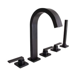 Lura 3-handle Roman Tub Faucet with Hand Shower in Matte Black