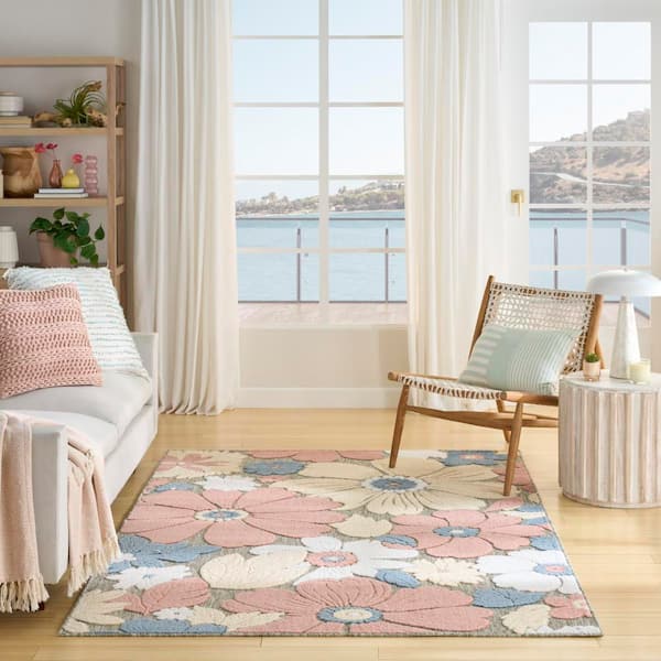 Nourison Aloha Rose 5 ft. x 8 ft. Floral Contemporary Area Rug