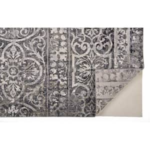 8 X 11 Gray and Ivory Abstract Area Rug