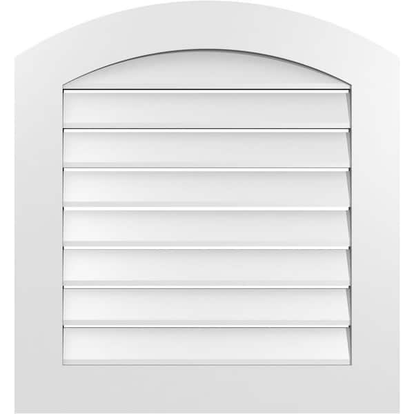 Ekena Millwork 28 in. x 28 in. Arch Top Surface Mount PVC Gable Vent: Decorative with Standard Frame
