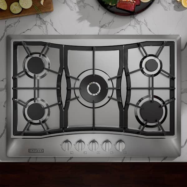 30 in. Gas Stove Cooktop with 5 Italy SABAF Burners in Stainless Steel