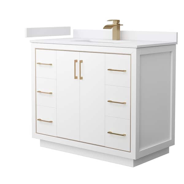 Wyndham Collection Icon 42 in. W x 22 in. D x 35 in. H Single Bath Vanity in White with White Cultured Marble Top