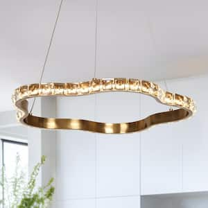 Deslumbrante 1-Light Integrated LED Plating Brass Circle Chandelier with Crystals