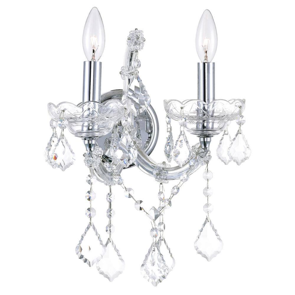 Maria Theresa 14" Chrome Crystal Embellished Wall Sconce
