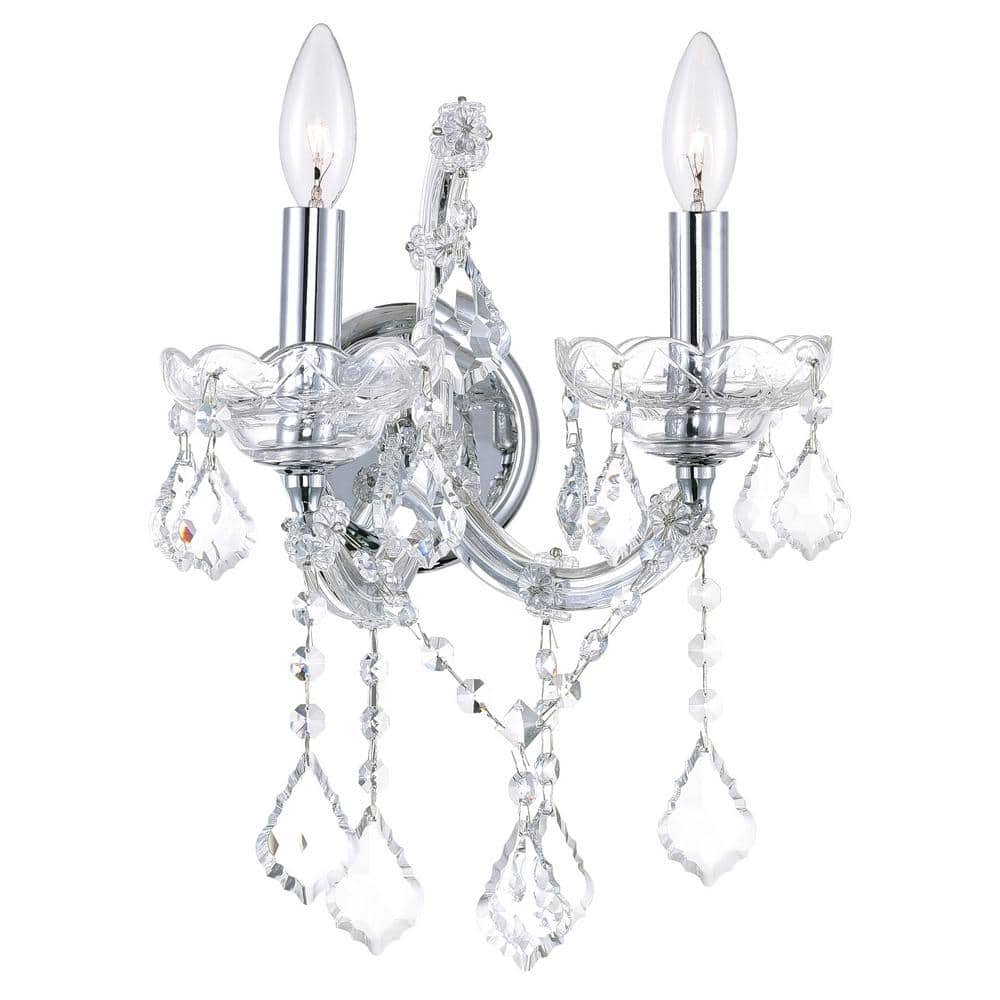 Maria Theresa 14" Chrome Crystal Embellished Wall Sconce