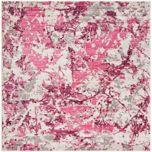 Skyler Pink/Ivory 7 ft. x 7 ft. Square Abstract Area Rug