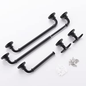 4-pieces  Adjustable Stainless Steel Bath Hardware Set with Mounting Hardware in Black