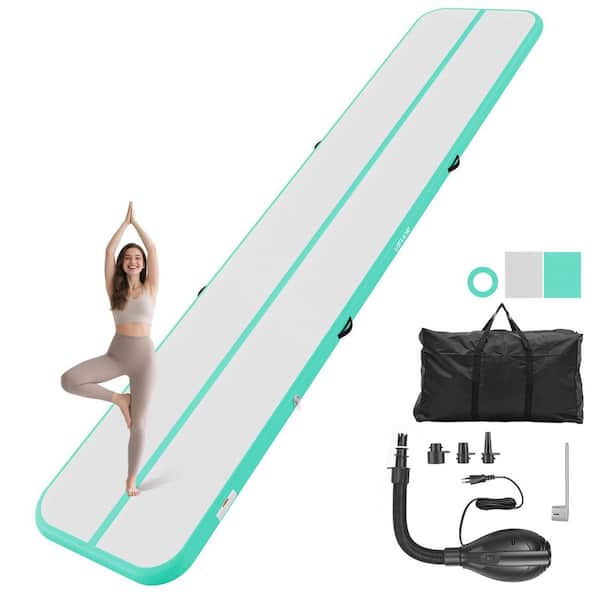 16.4 ft. Inflatable Gymnastics Air Mat 4 in. Thick 54.12 sq. ft. Tumble Track Exercise Mat for Beach/Gym/Yoga Mint Green