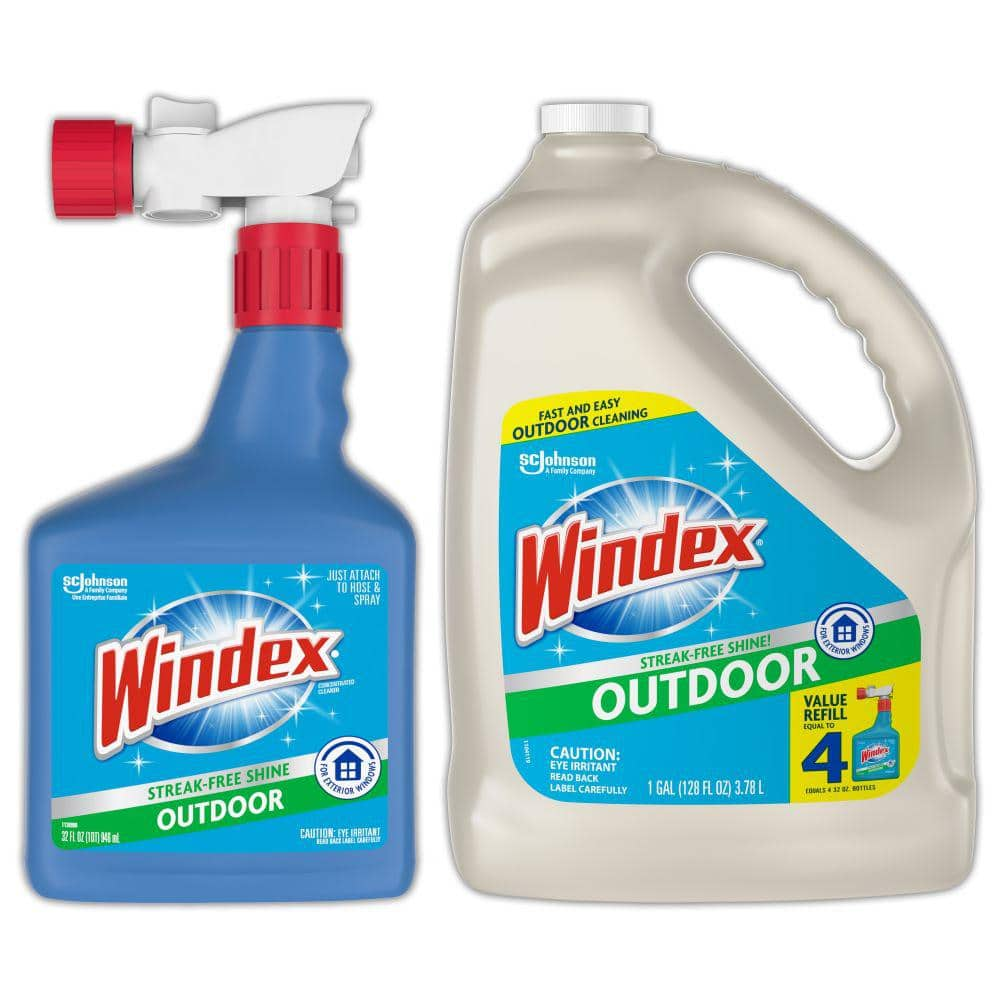 Windex 32 fl. oz. Blue Bottle Outdoor Sprayer and 128 fl. oz. Outdoor ...