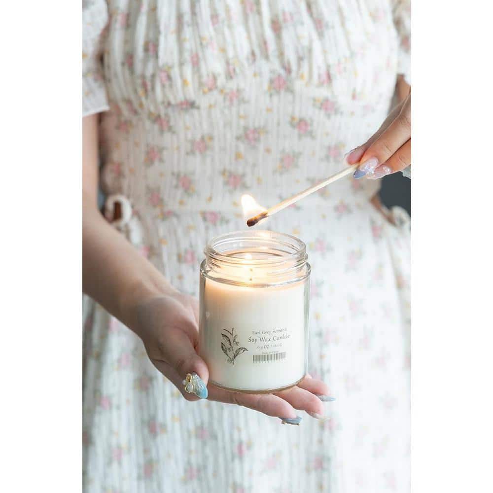 Earl Grey Scented Soy Wax Candle in Glass Jar