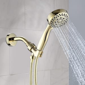 5-Spray Patterns with 3.78 in. Wall Mount Handheld Shower Head in Polished Gold