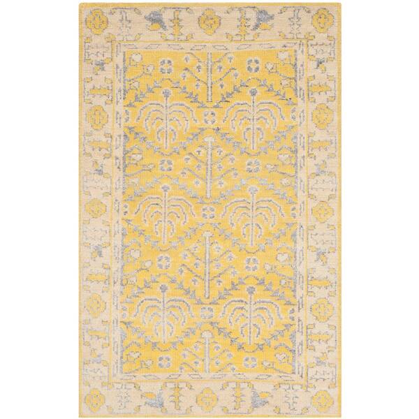 Stone Wash 4 ft. x 6 ft. Yellow Persian Area Rug