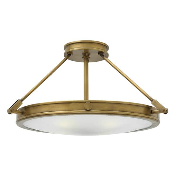 Collier 22 in. 4-Light Heritage Brass Semi-Flush Mount