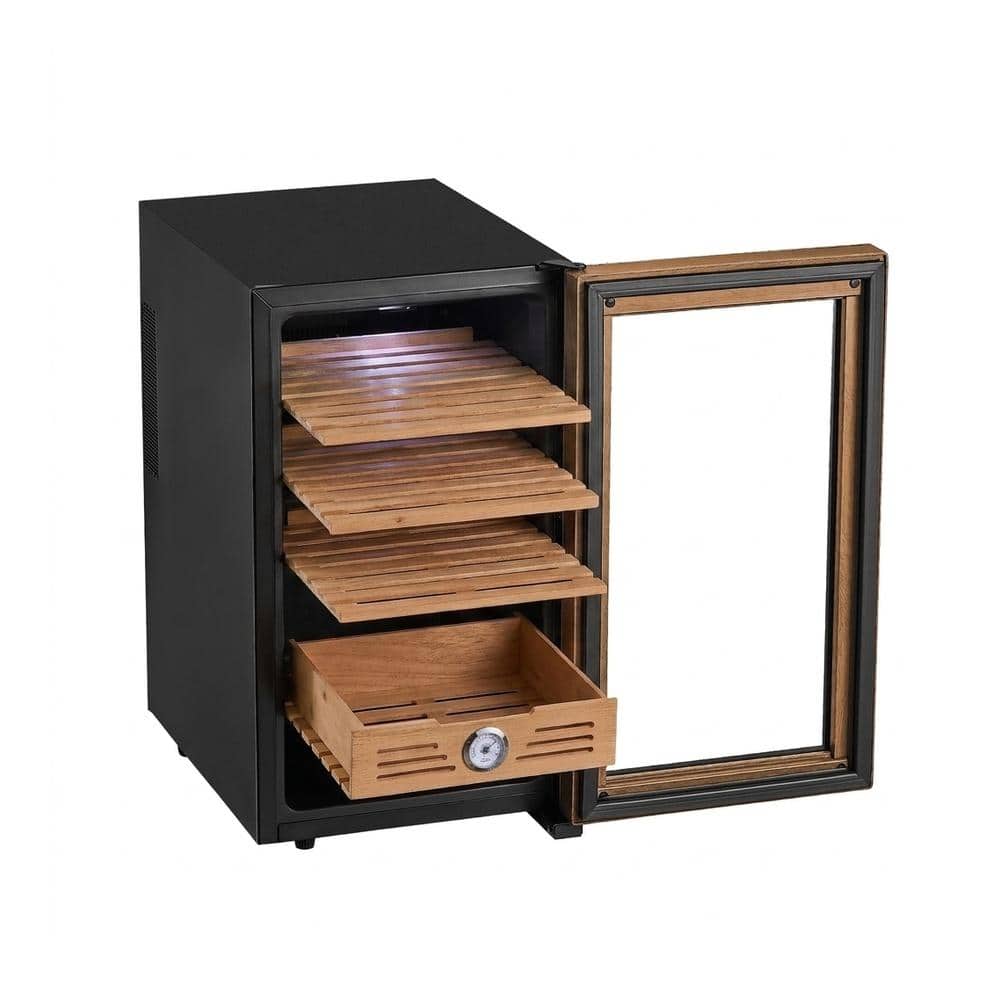 Electric Cigar Humidor Cabinet 48 L, 350-Count Cooler with Temperature Control, Spanish Cedar Shelves, 4 Layers