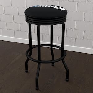 NASCAR 29 in. Black Backless Metal Bar Stool with Vinyl Seat