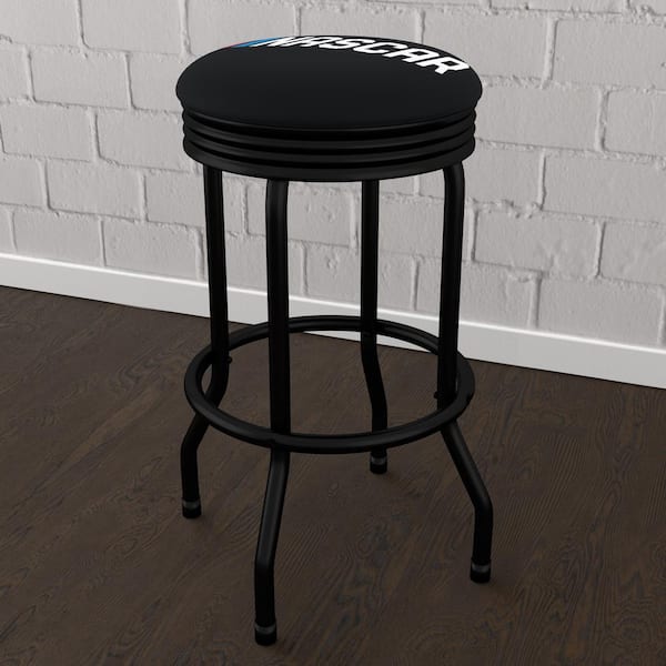 Unbranded NASCAR 29 in. Black Backless Metal Bar Stool with Vinyl Seat