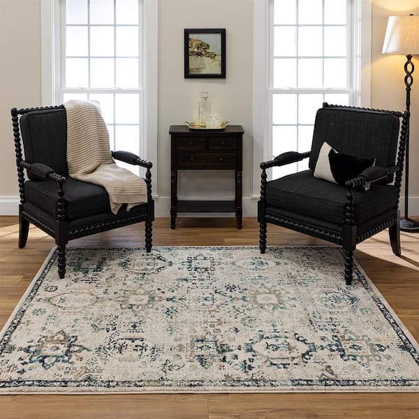 Medallion Cream 5 ft. 3 in. x 7 ft. Indoor Area Rug