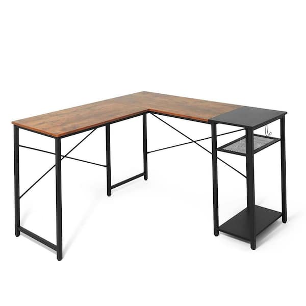 CAPHAUS 51 in. L-Shaped Computer Desk, Study Writing Corner Desk with 2 ...