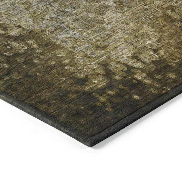 Brown 8 ft. x 10 ft. Woven Border Rectangle Indoor/Outdoor Area Rug