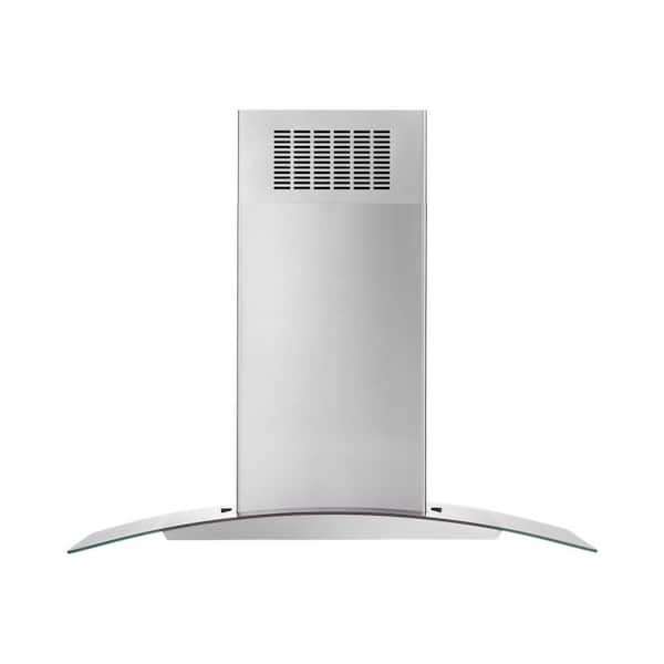 Whirlpool 36 in. 400 CFM Curved Glass Island Mount Range Hood with Light in Stainless Steel