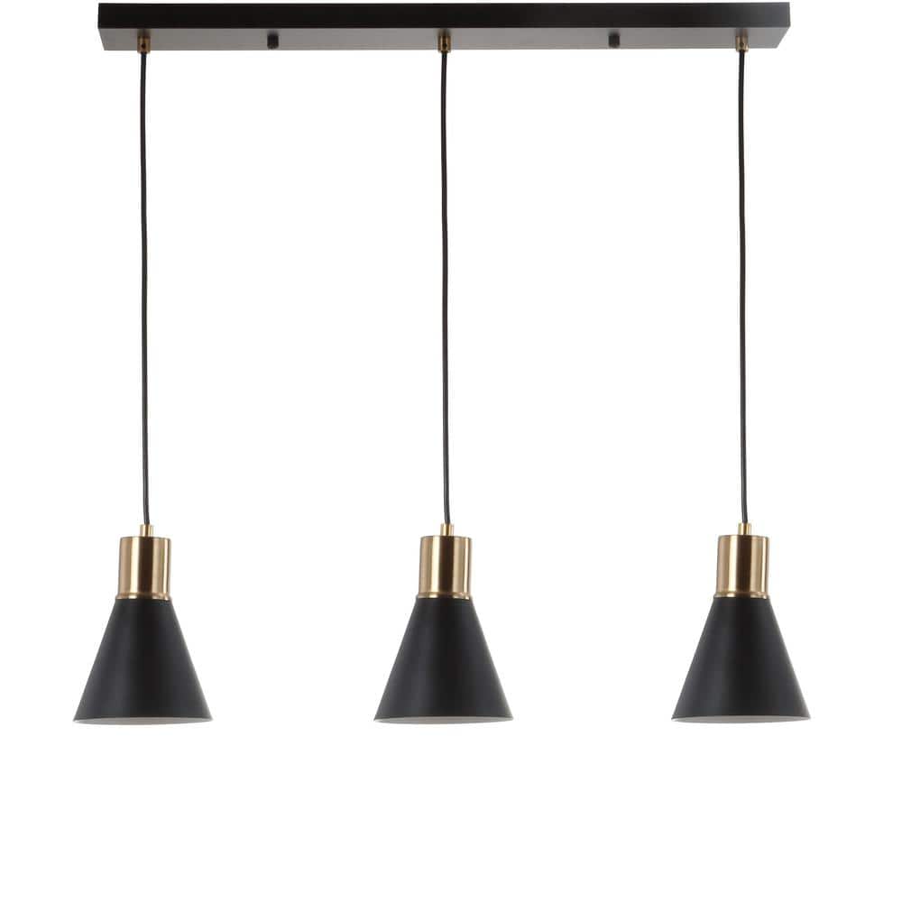 Apollo 33.5" Black and Brass Gold LED Pendant Light