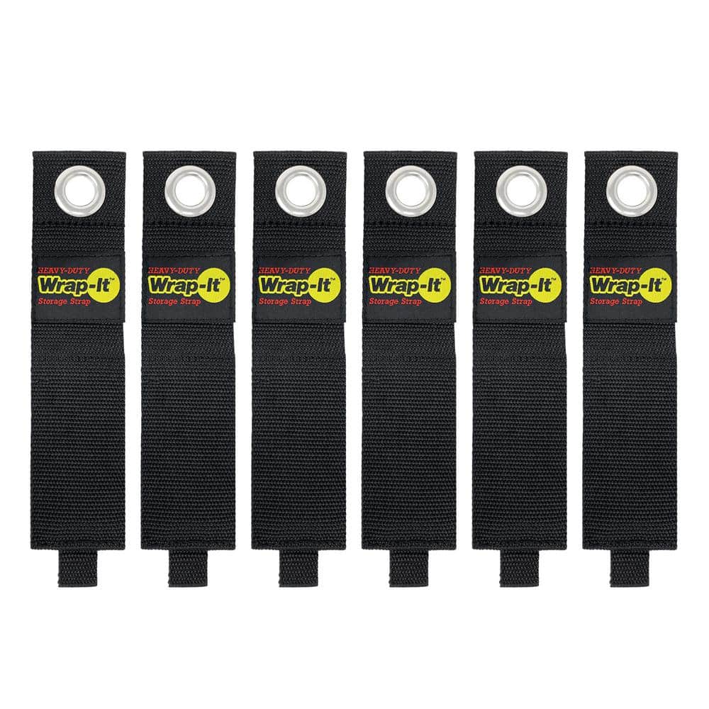 Wrap-It Storage 17 in. Heavy-Duty Storage Strap - Multi-Purpose Hook and  Loop Hose Strap with Grommet in Black (6-Pack) A106-40BX - The Home Depot