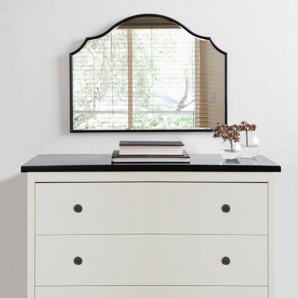 Elegant Moroccan-Inspired Black Wood Full-Length Mirror