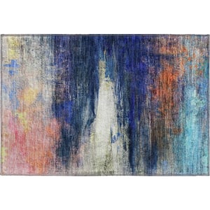 Mayfield Premium Machine Washable Abstract AMF2016 Blue 2 ft. x 3 ft. Accent Rug