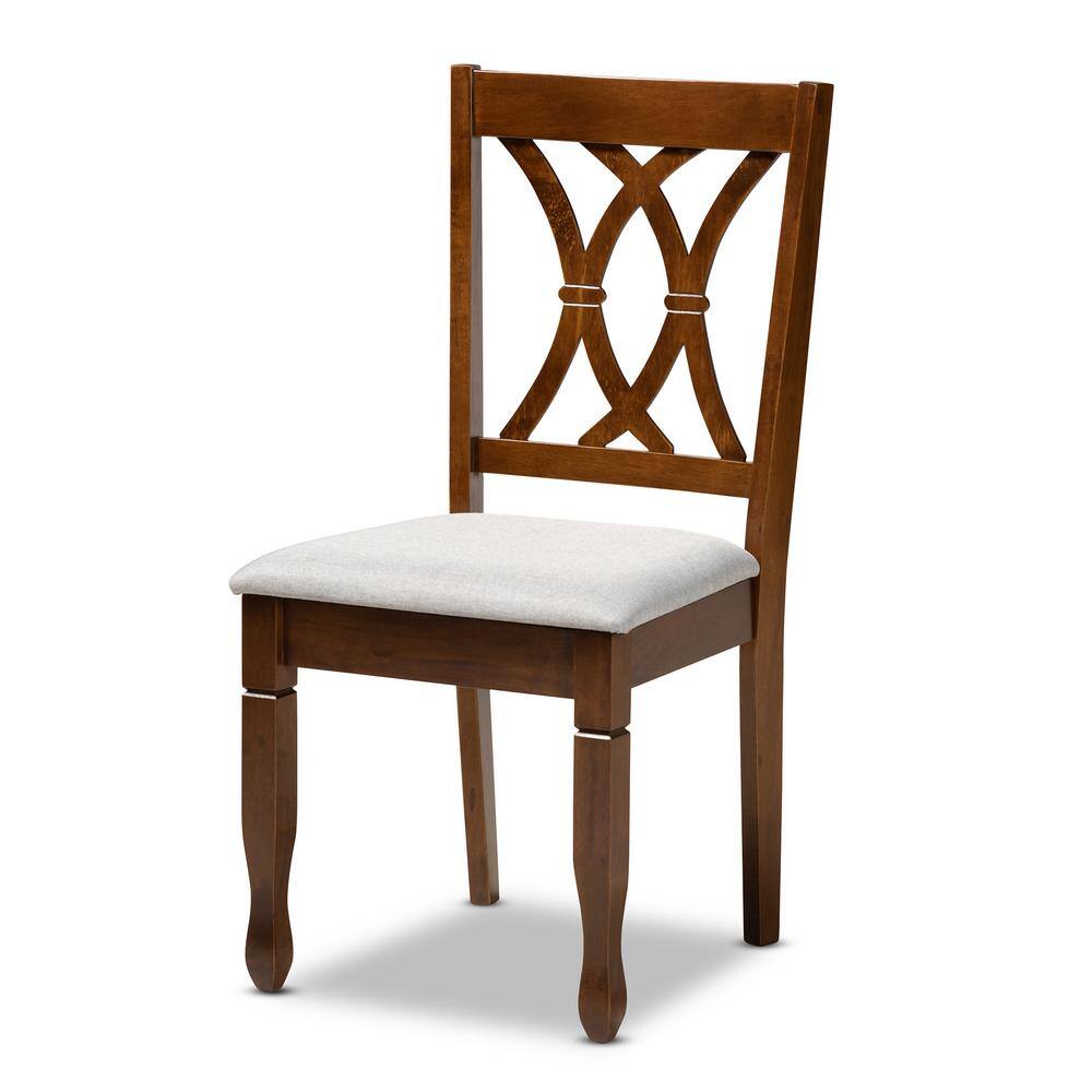 Augustine Grey Fabric and Walnut Wood 7-Piece Dining Set