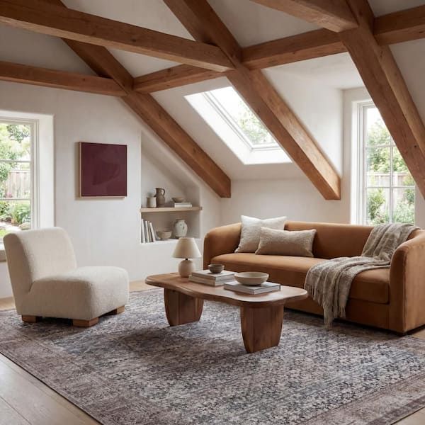 Delph Vintage and Distressed Washable Brown 4 ft. x 6 ft. Indoor Area Rug