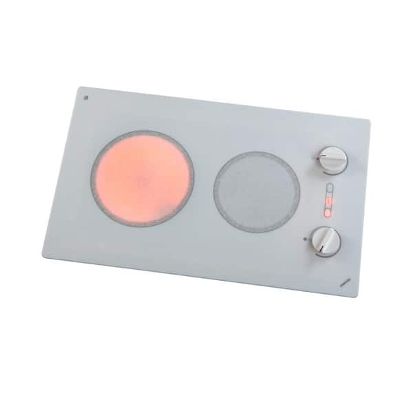 Kenyon Alpine 14.25 in. Radiant Electric Cooktop in White with 2 Elements Knob Control 208-Volt