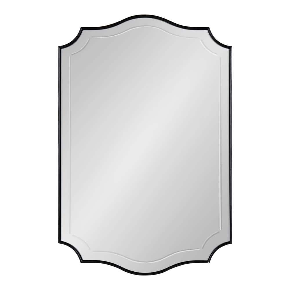 Hollyn 36''x25'' Traditional Black Wood Scalloped Wall Mirror