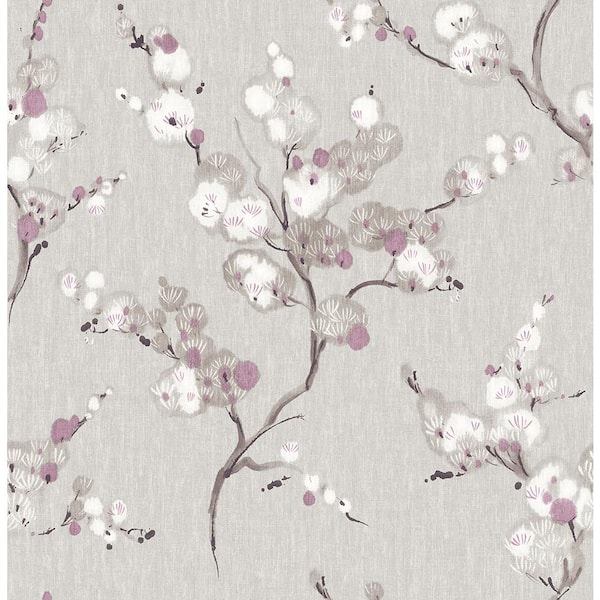 A-Street Prints Bliss Purple Blossom Purple Wallpaper Sample