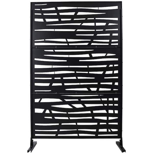 Outdoor & Indoor 6.3 ft. x 4 ft. Freestanding Decorative Privacy Fence Screen Black Metal for Garden Fence
