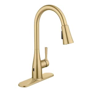 Glacier Bay Sadira Touchless Single-Handle Pull-Down Sprayer Kitchen Faucet with TurboSpray and FastMount (Matte Gold)