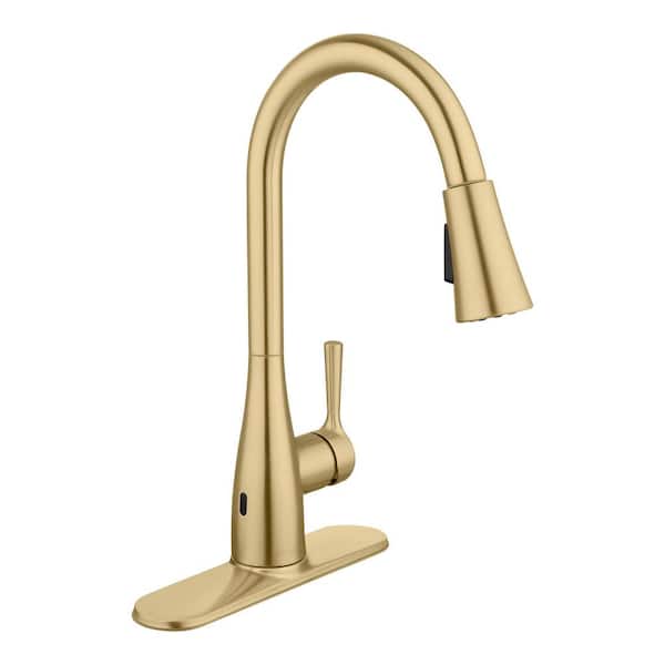 Glacier Bay Sadira Touchless Single-Handle Pull-Down Sprayer Kitchen Faucet in Matte Gold