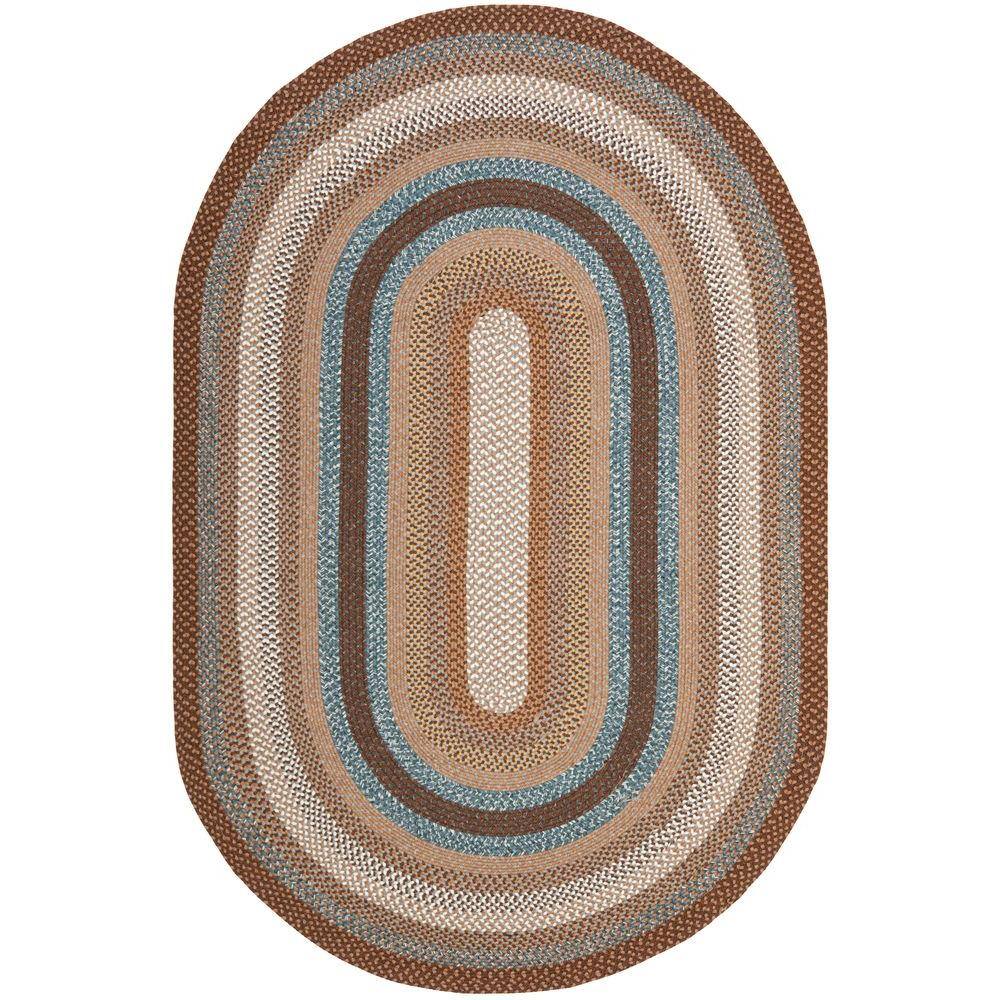 Handmade Brown and Multi Oval Braided Rug 10' x 14'