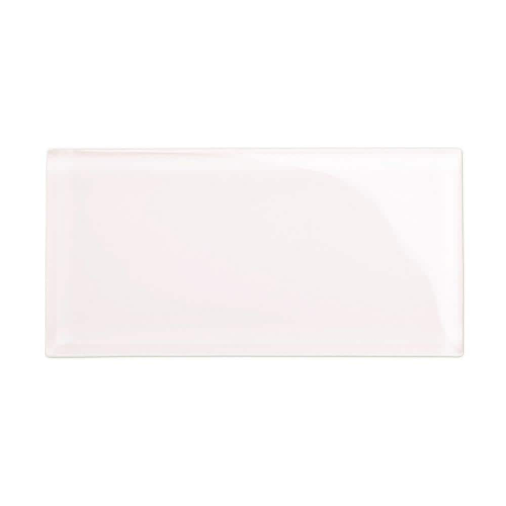 Giorbello Rose Pale Pink 6 In. X 12 In. X 8mm Glass Subway Tile Sample 