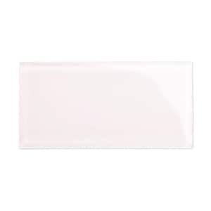 Rose Pale Pink 6 in. x 12 in. x 8mm Glass Subway Tile Sample