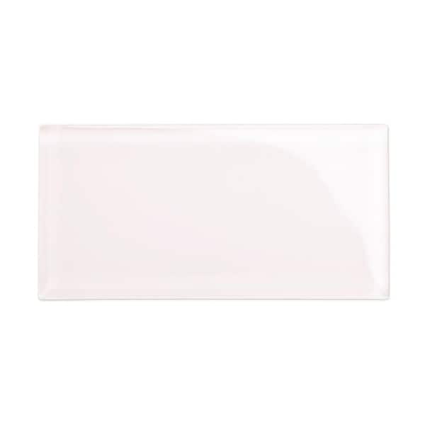 Giorbello Rose Pale Pink 6 in. x 12 in. x 8mm Glass Subway Tile Sample ...