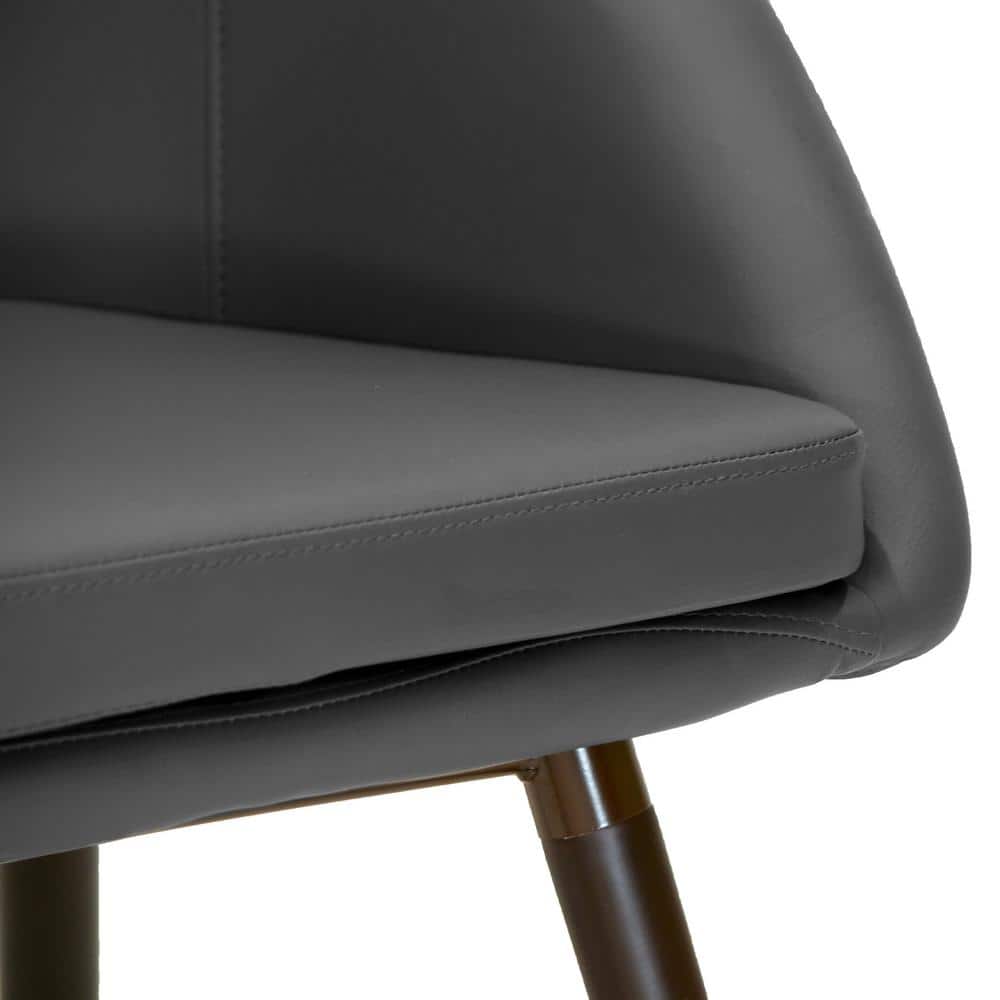 Gray Faux Leather High Back Accent Arm Chair