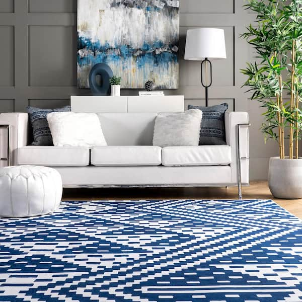 nuLOOM Kira Machine Washable Tribal Geometric Area Rug, Grey, 8x10 ft