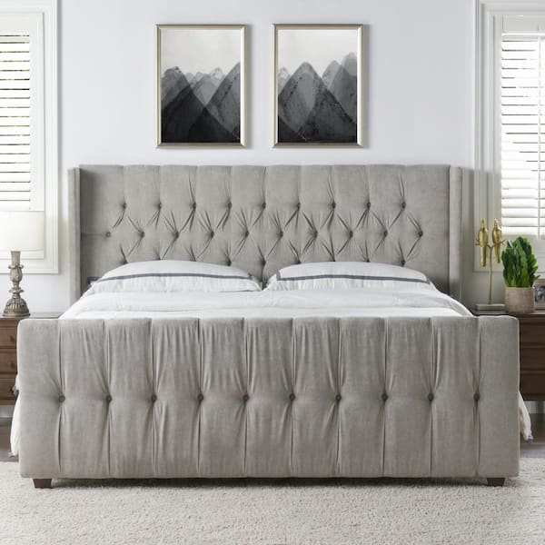 Jennifer Taylor David Silver Grey King Upholstered Bed