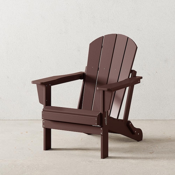 Laguna Fade Resistant Outdoor Patio HDPE Poly Plastic Classic Folding Adirondack Lawn Chair in Dark Brown