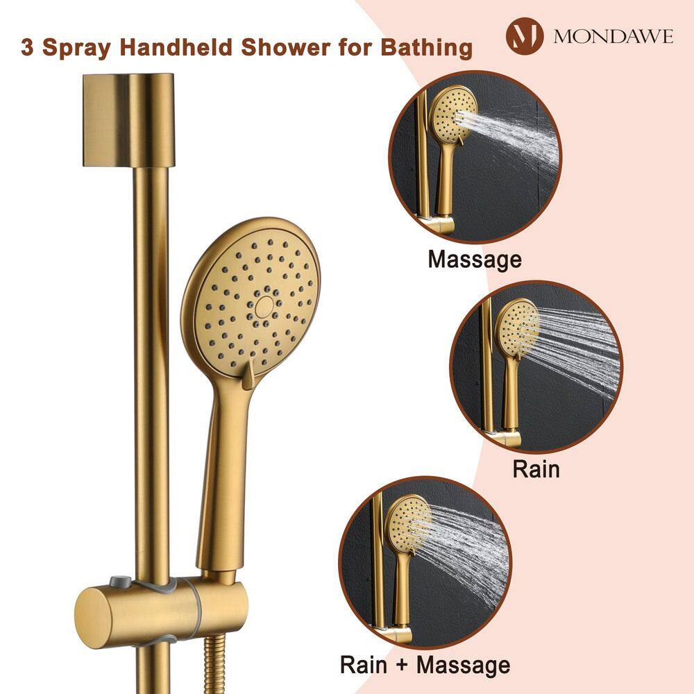 Brushed Gold Dual Shower System with Adjustable Handheld