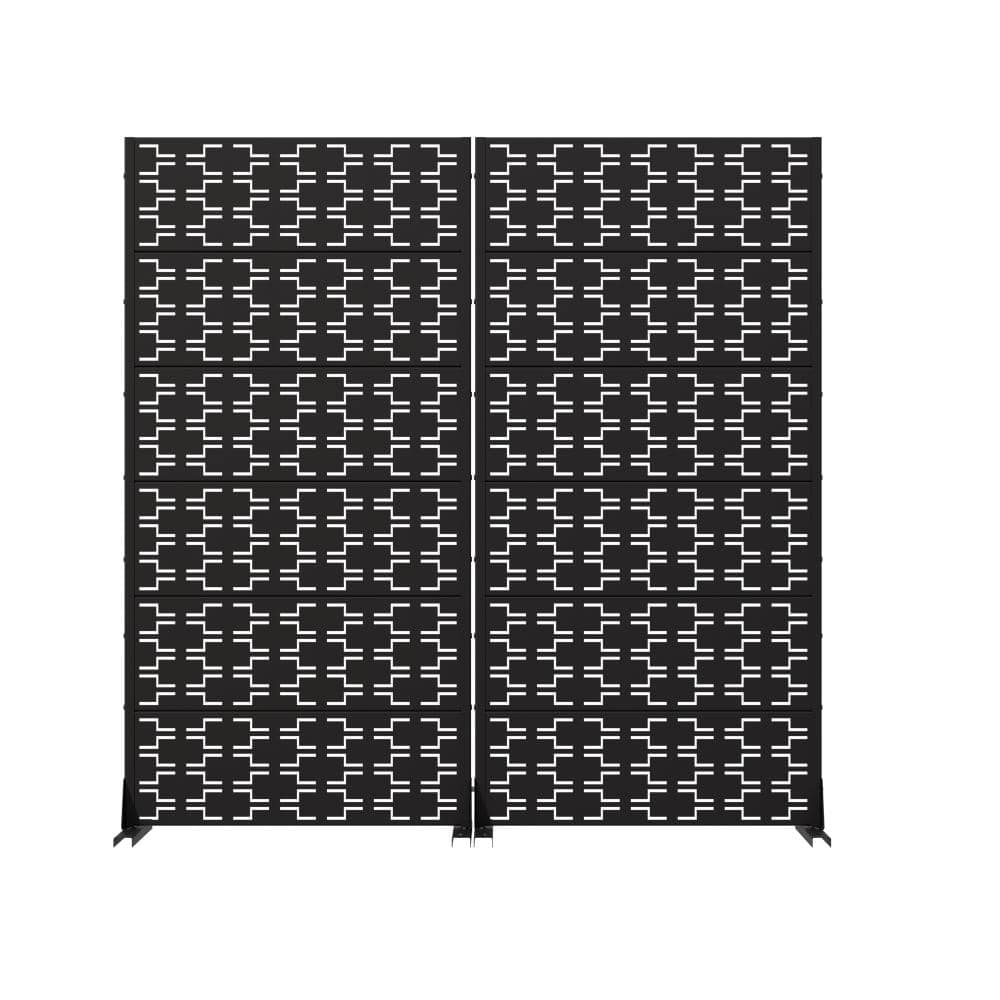 72 in. H x 35.5 in. W Outdoor Black Galvanized Steel Decorative Garden Fence Privacy Screen (2-Pack) price history on PriceWatchPro