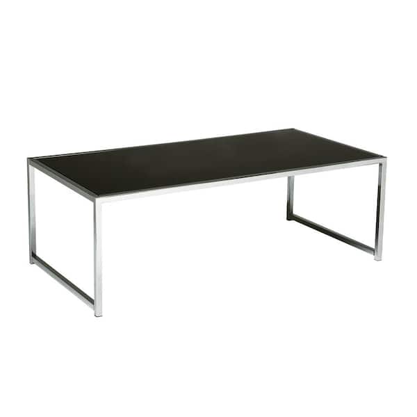 OSP Home Furnishings Yield Chrome and Black Glass Coffee Table