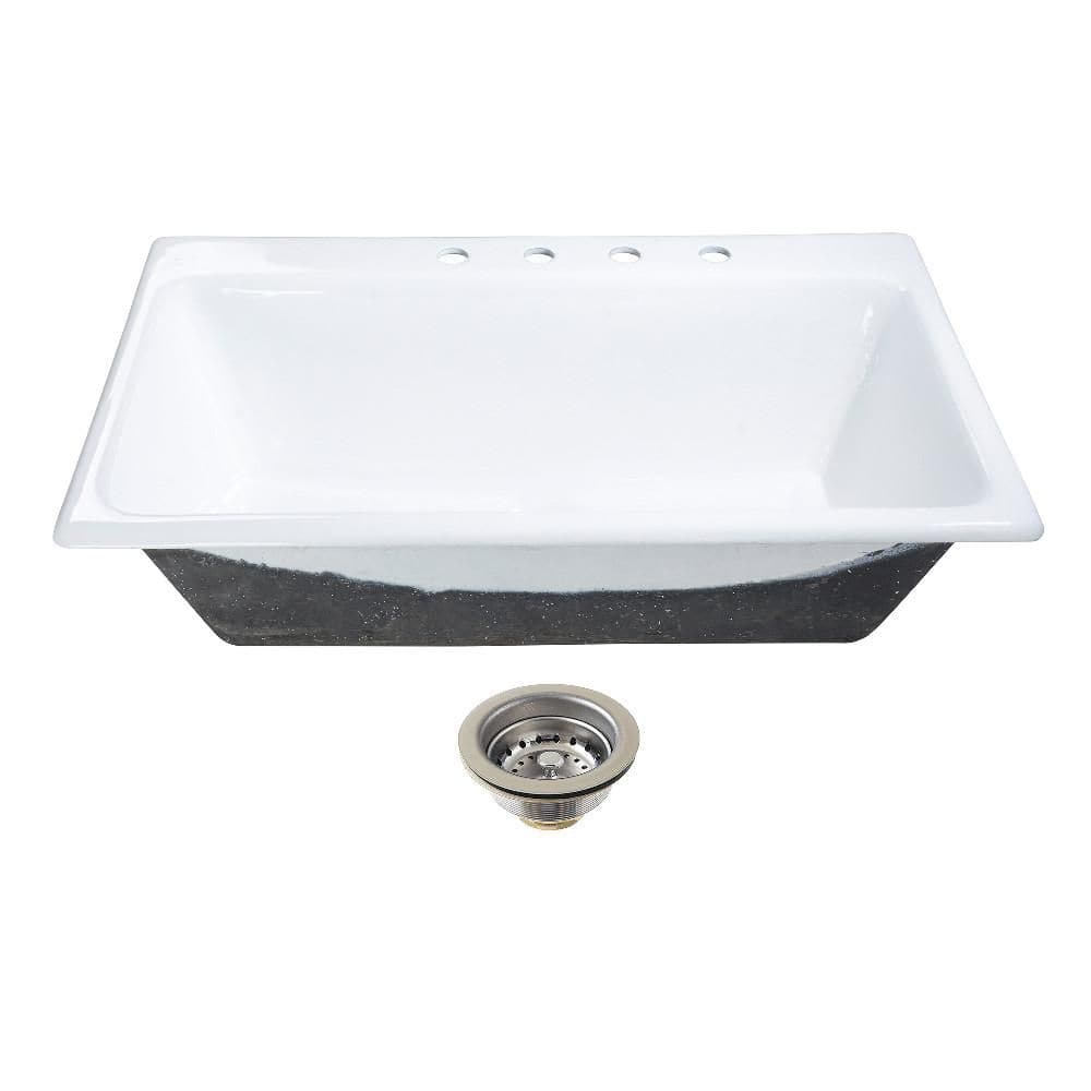 Towne 36 in. Drop-In Single Cast Iron Kitchen Sink with Basket Strainer price history on PriceWatchPro