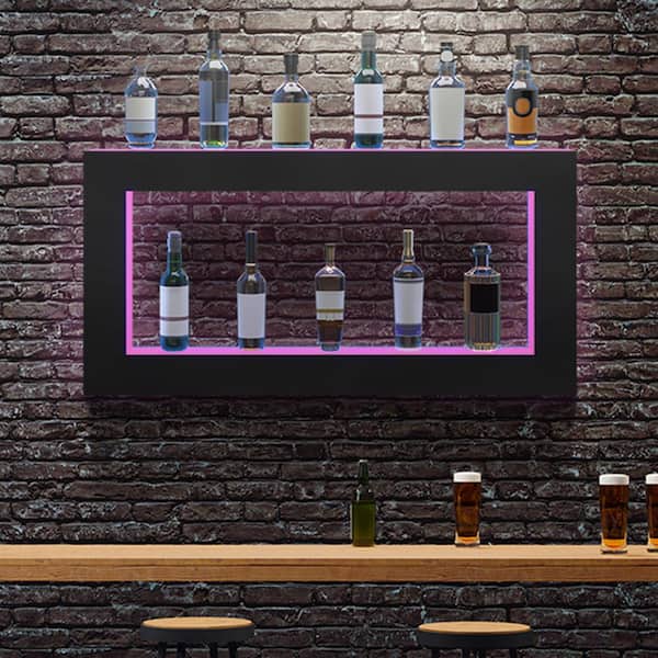 Acrylic LED Floating Shelf  Home Bar Shelves w/ LED Lighting